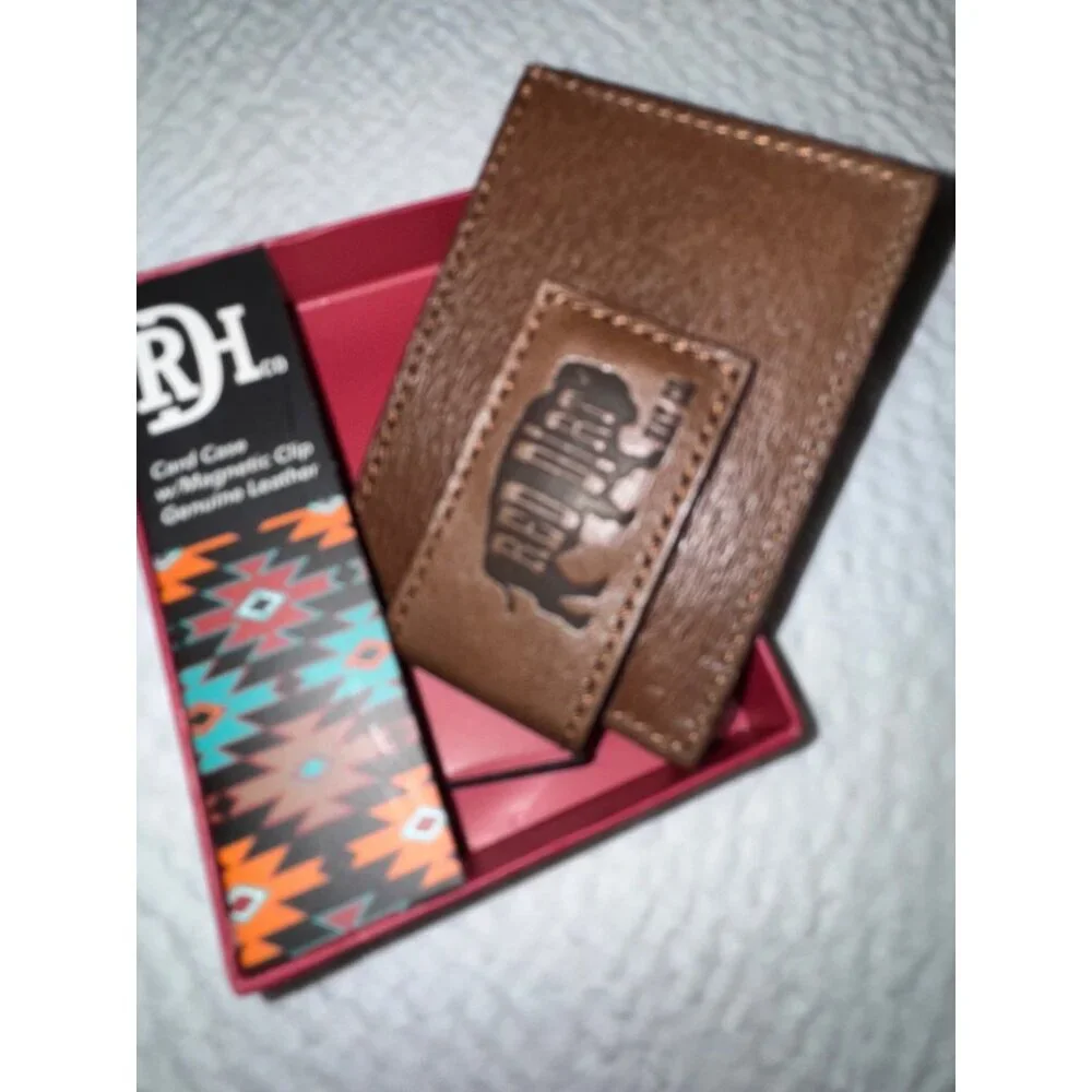 Red Dirt Hat Co Southwest Leather Card Case w/ Magnetic Clip Rodeo Aztec NEW